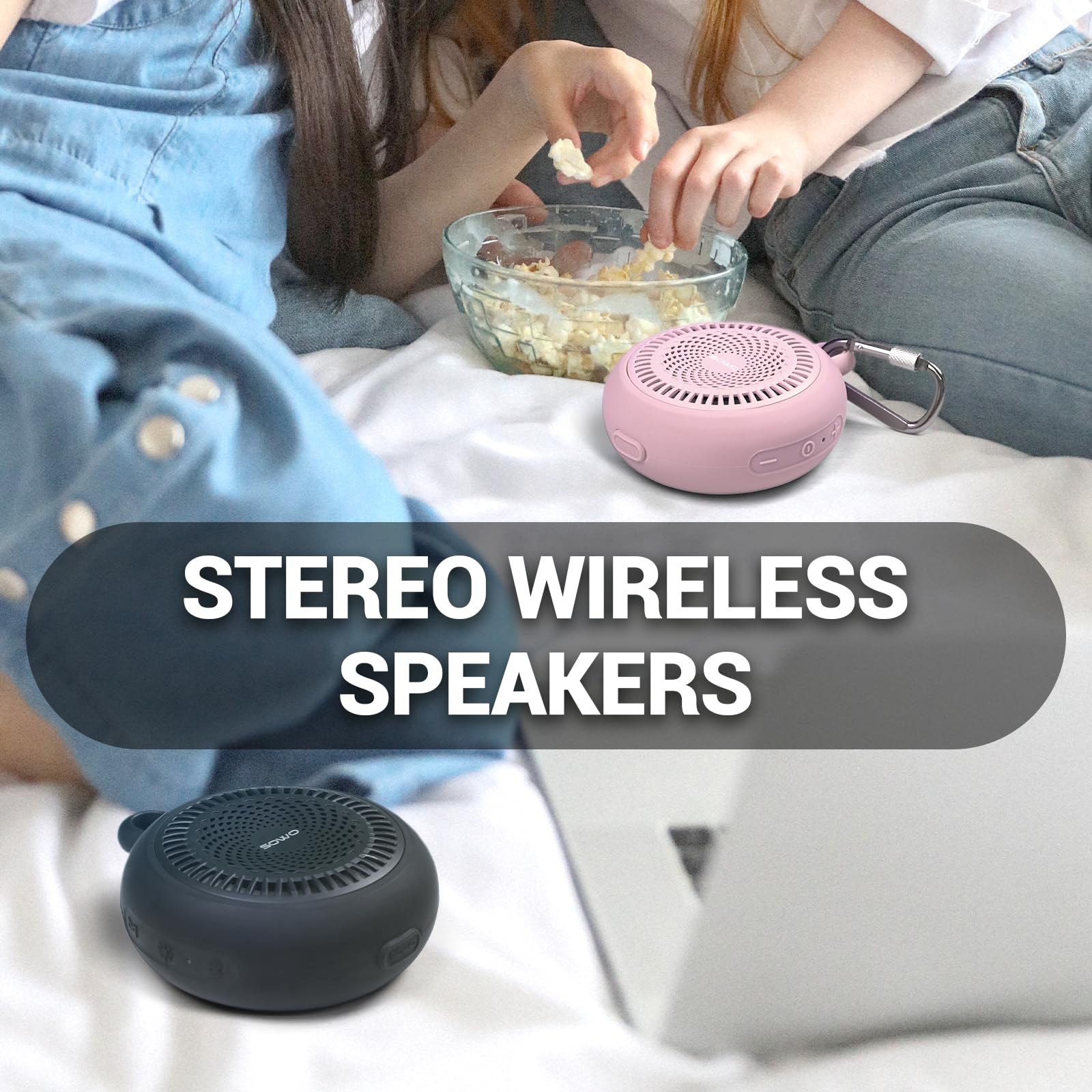 Bluetooth Shower Speaker Waterproof   Small Portable Bluetooth Speaker Wireless With Clip   Powerful Bass And Louder Volume   Co